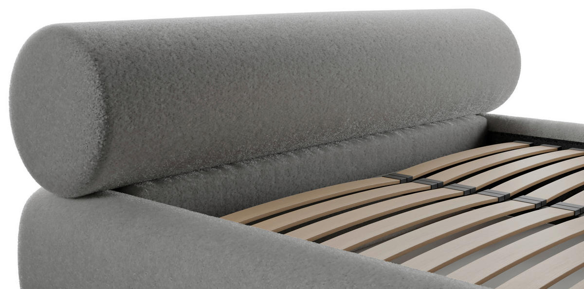 POLSTERBETT 160/200 cm,  in Dunkelgrau, Lattenrost, Bettkasten,  - Dunkelgrau/Schwarz, Design, Holz/Textil (160/200cm) - Chameo