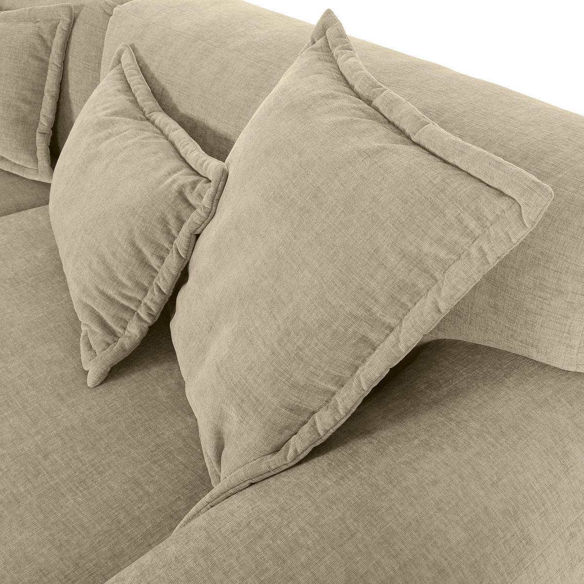ECKSOFA in Flachgewebe Beige  - Beige/Schwarz, Konventionell, Kunststoff/Textil (174/274cm) - Carryhome