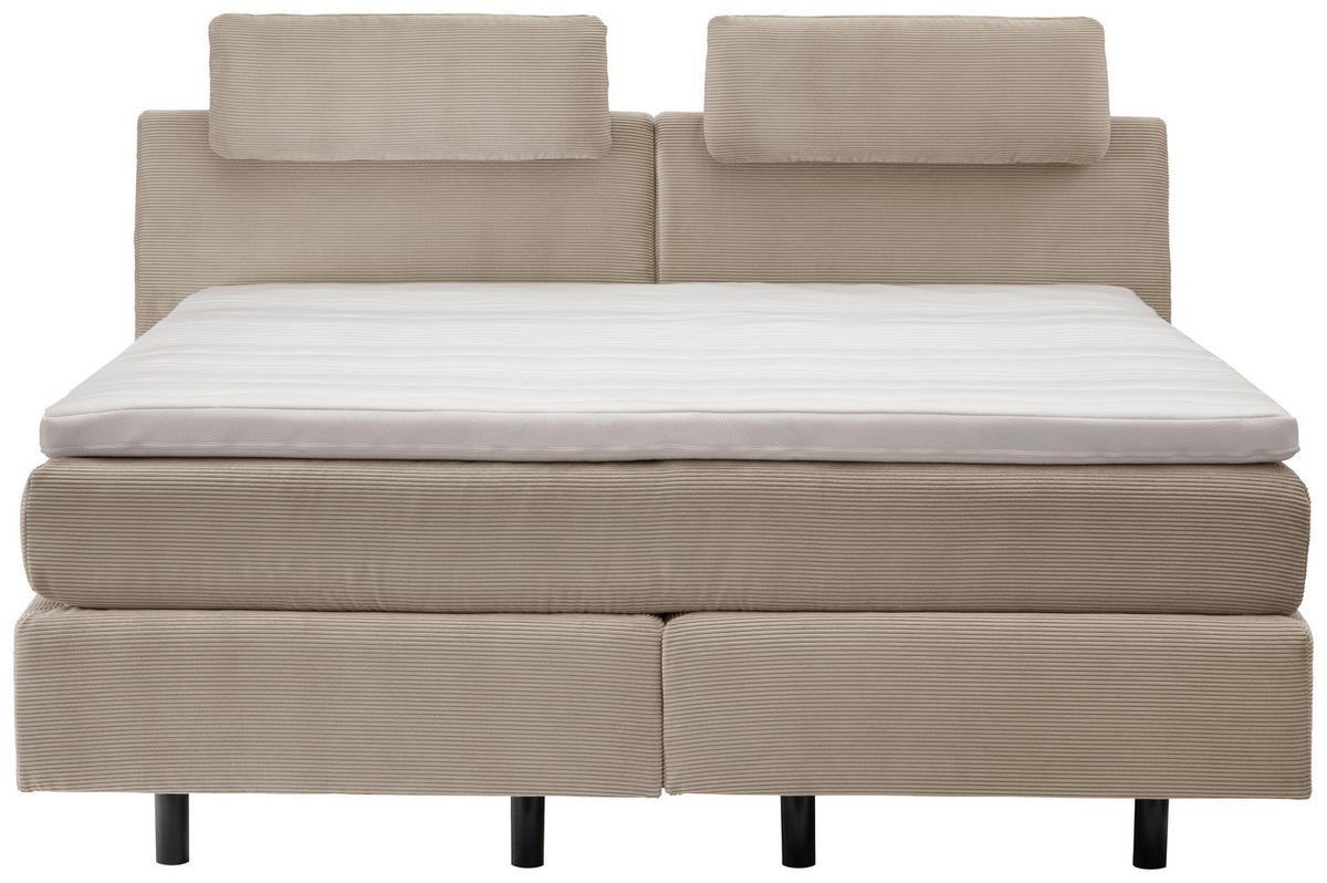 BOXSPRINGBETT 180/200 cm  in Graubraun  - Graubraun/Schwarz, MODERN, Kunststoff/Textil (180/200cm) - Beldomo - Sleep