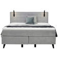BOXSPRINGBETT 160/200 cm  in Hellgrau  - Chromfarben/Hellgrau, KONVENTIONELL, Kunststoff/Textil (160/200cm) - Voleo
