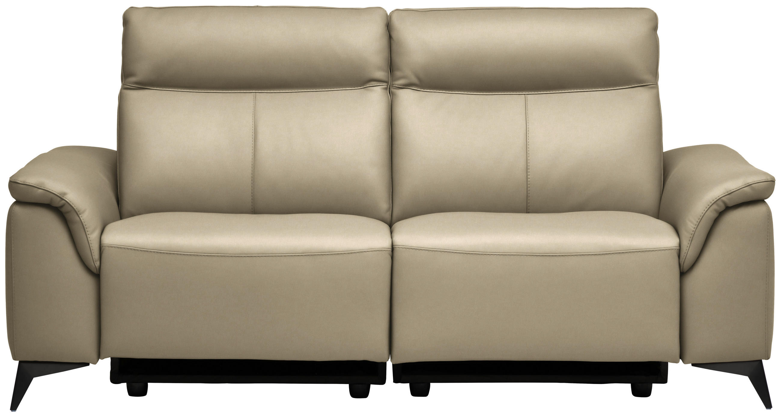 3-SITZER-SOFA Echtleder Ecru  - Ecru/Schwarz, Design, Leder/Metall (207/107/98cm) - Belluti