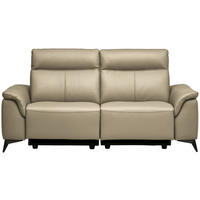 3-SITZER-SOFA Echtleder Ecru  - Ecru/Schwarz, Design, Leder/Metall (207/107/98cm) - Belluti