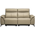3-SITZER-SOFA  in Echtleder Ecru   - Ecru/Schwarz, Design, Leder/Metall (207/107/98cm) - Belluti