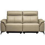 3-SITZER-SOFA  in Echtleder Ecru   - Ecru/Schwarz, Design, Leder/Metall (207/107/98cm) - Belluti