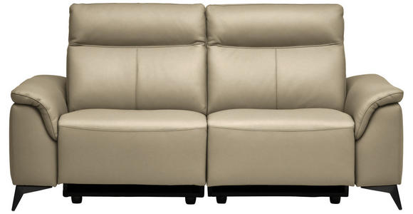 3-SITZER-SOFA  in Echtleder Ecru   - Ecru/Schwarz, Design, Leder/Metall (207/107/98cm) - Belluti