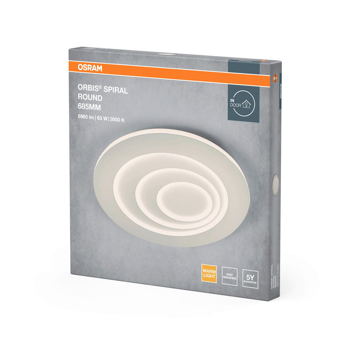 LED-DECKENLEUCHTE Orbis Spiral Round 68,5/5,6 cm   - Weiß, Design, Kunststoff/Metall (68,5/5,6cm) - Osram