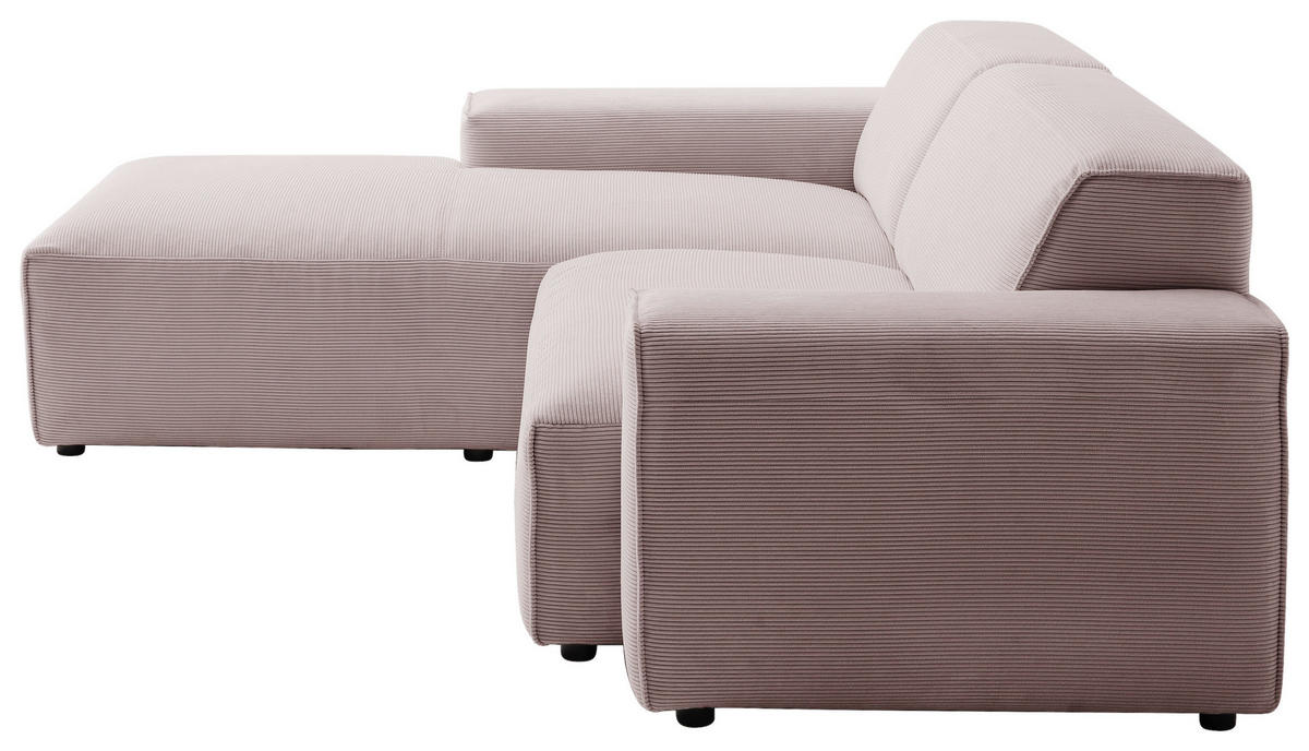 ECKSOFA in Cord Altrosa  - Schwarz/Altrosa, Design, Kunststoff/Textil (189/230cm) - Pure Home Lifestyle