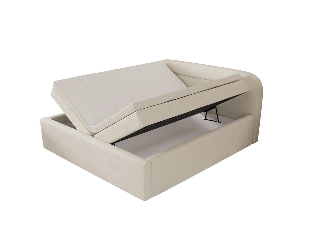 BOXBETT 180/200 cm,  in Beige, Bettkasten, Topper, H2 = mittel  - Beige, MODERN, Textil (180/200cm) - MID.YOU