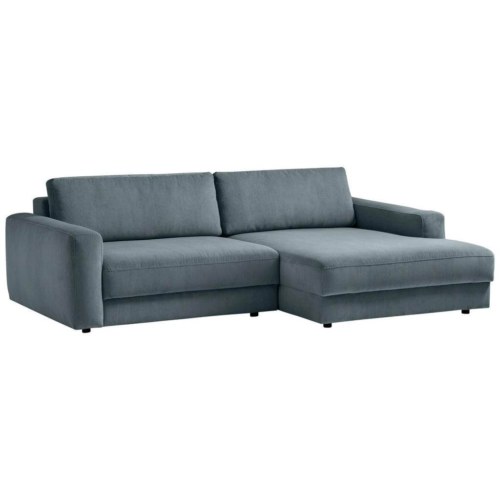 Thumbnail - Trendmanufaktur Ecksofa Bourbon, Blaugrau, Textil, 4-Sitzer, Füllung: Schaumstoff, Silikon, Ottomane rechts, L-Form, 250...