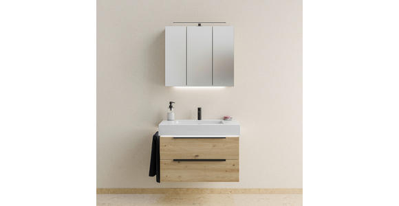 WASCHTISCHKOMBI 85 cm  - Schwarz/Weiß, KONVENTIONELL, Holzwerkstoff/Stein (85cm) - Dieter Knoll