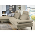 ECKSOFA in Echtleder Creme, Naturfarben  180/310 cm  - Creme/Schwarz, Design, Leder/Metall (180/310cm) - Dieter Knoll