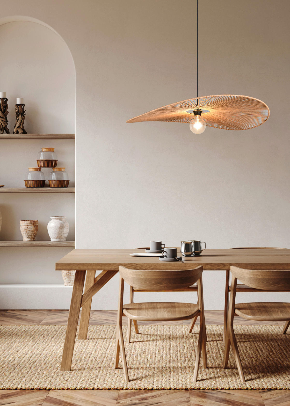 PENDELLEUCHTE 78/150 cm    - Schwarz/Braun, Natur, Papier (78/150cm)