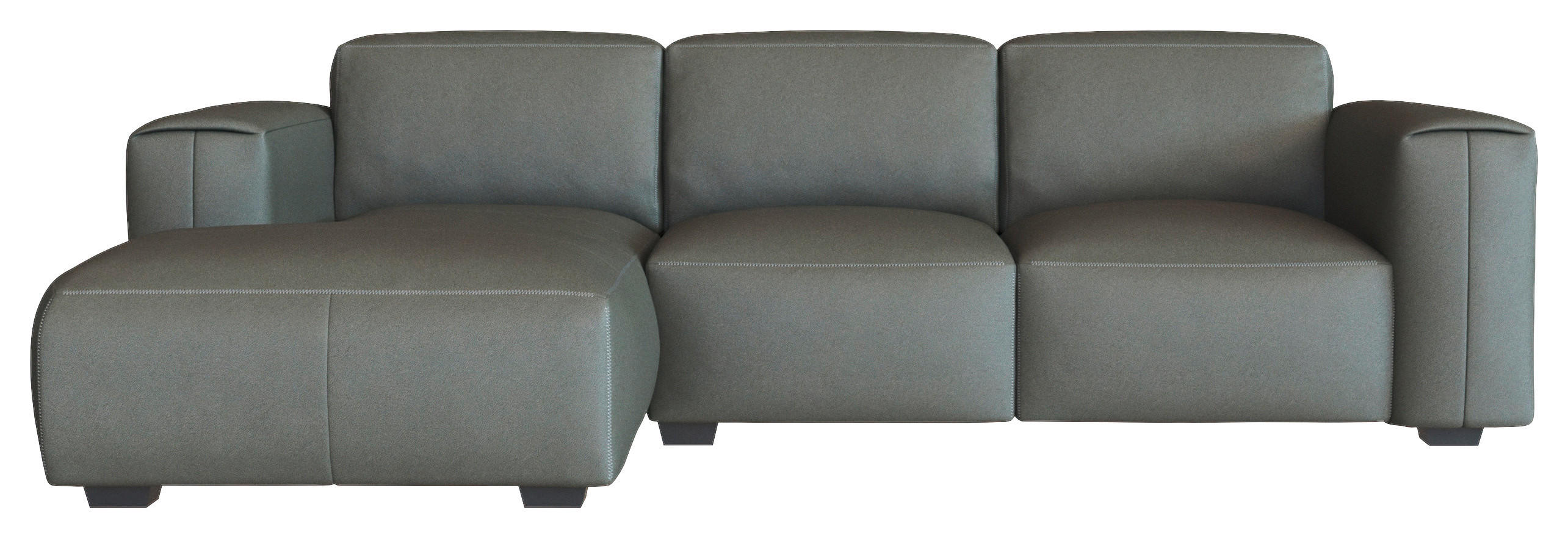 ECKSOFA Dunkelgrau Echtleder  - Dunkelgrau/Schwarz, Design, Leder/Holz (171/251cm) - Livetastic