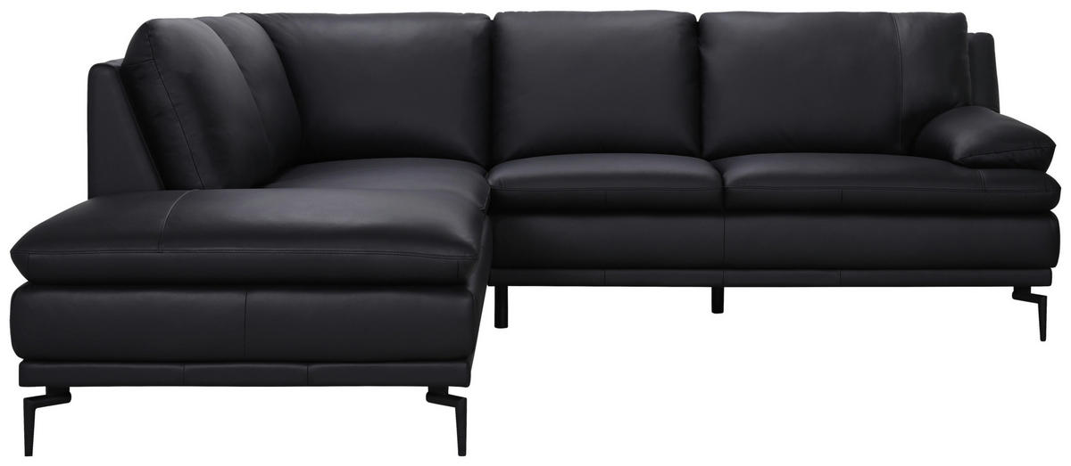 ECKSOFA Schwarz Echtleder  - Schwarz, Design, Leder (221/248cm) - MID.YOU