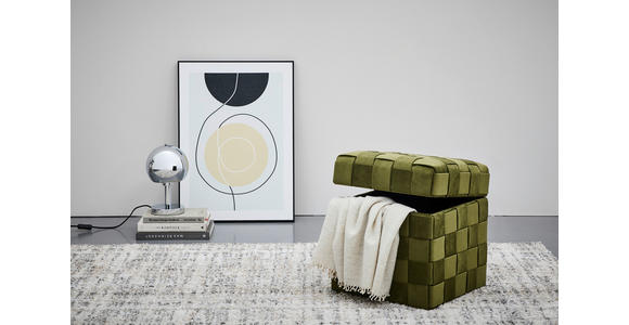 HOCKER Samt Grün - Schwarz/Grün, Trend, Textil (40/43/40cm) - Xora