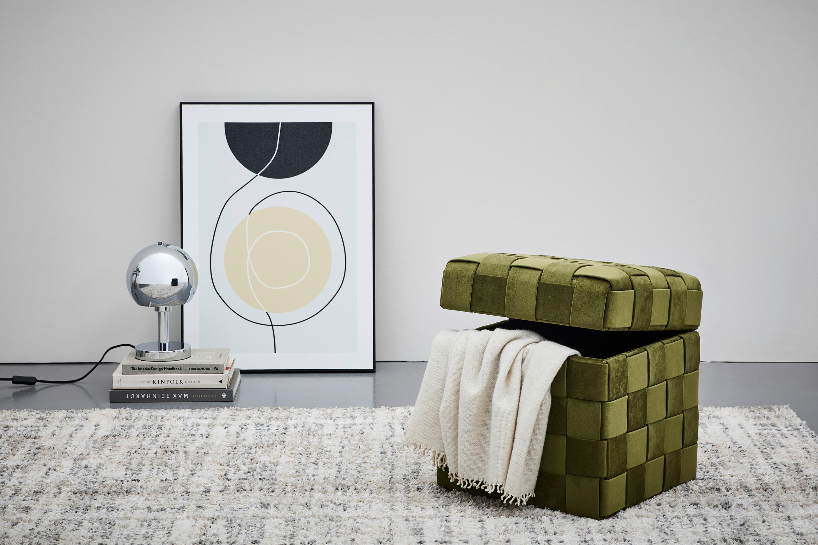 HOCKER Samt Grün  - Schwarz/Grün, Trend, Textil (40/43/40cm) - Xora
