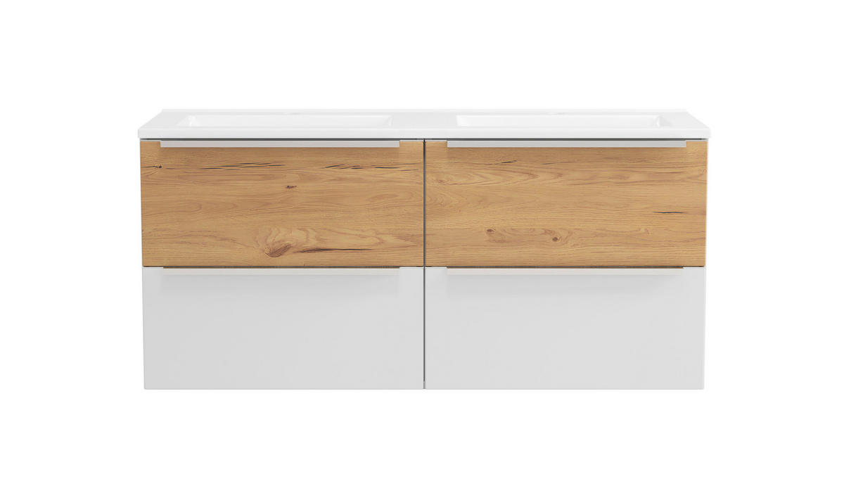 WASCHTISCHKOMBI  - Wildeiche/Edelstahlfarben, Trend, Holzwerkstoff/Stein (120/54/47cm) - Held