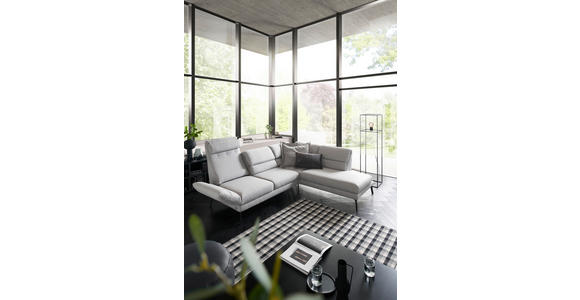 ECKSOFA Hellgrau Flachgewebe  - Hellgrau/Schwarz, Design, Textil/Metall (256/212cm) - Dieter Knoll