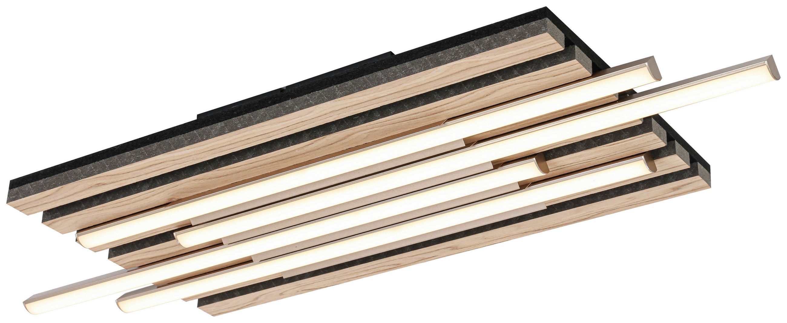 DECKENLEUCHTE    70/26,5/7 cm  - Eichefarben/Schwarz, Trend, Holzwerkstoff/Kunststoff (70/26,5/7cm) - Novel