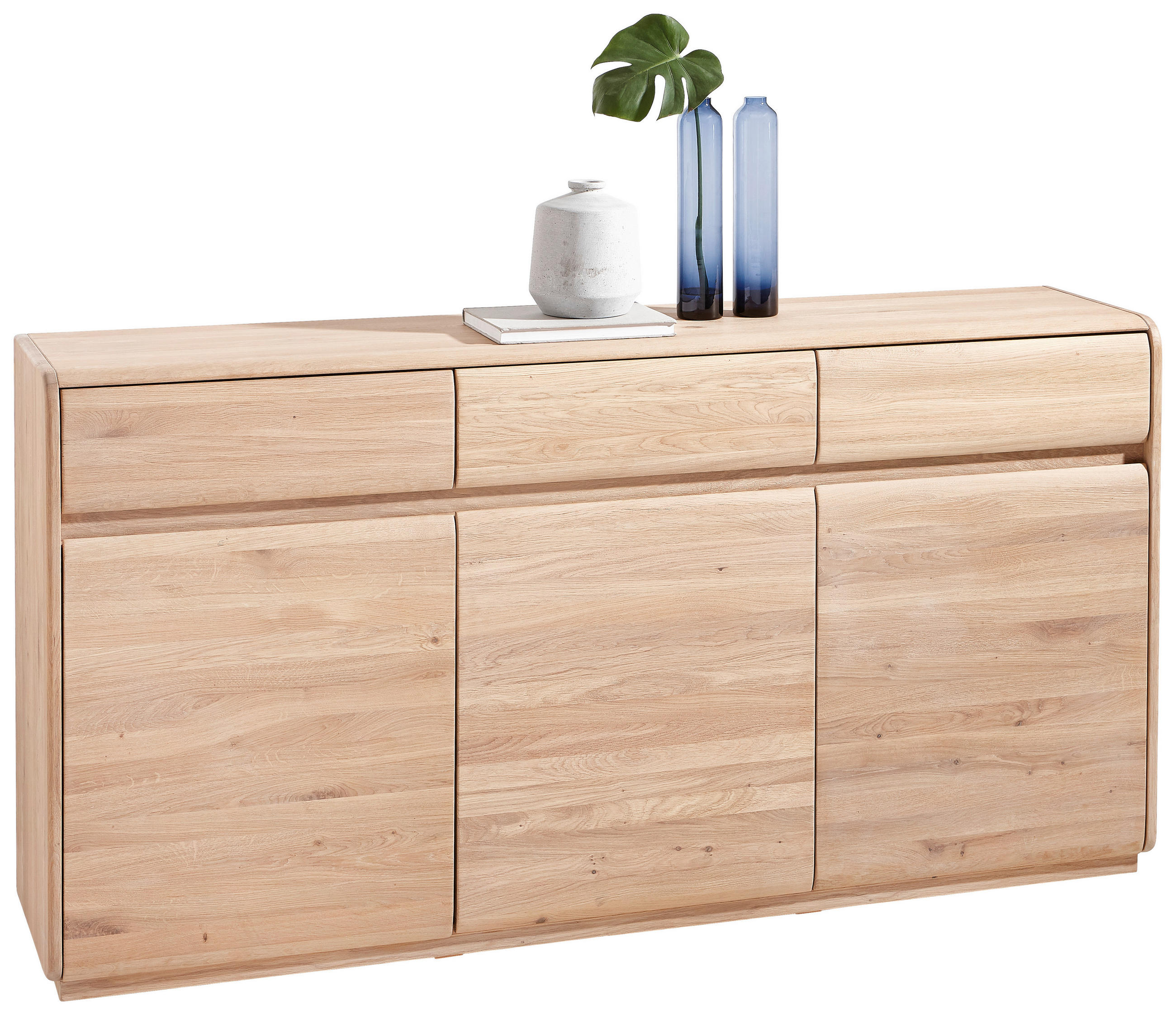 SIDEBOARD Eiche furniert, massiv Eichefarben - Eichefarben, Natur, Holz (179/91/41cm) - Linea Natura