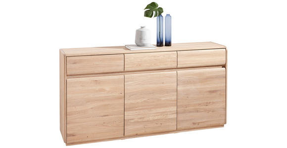 SIDEBOARD Eiche furniert, massiv Eichefarben - Eichefarben, Natur, Holz (179/91/41cm) - Linea Natura