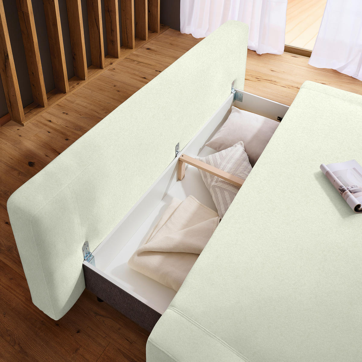 SCHLAFSOFA Teddystoff Weiß  - Naturfarben/Weiß, Design, Holz/Textil (211/88/102cm) - Niels Andersson