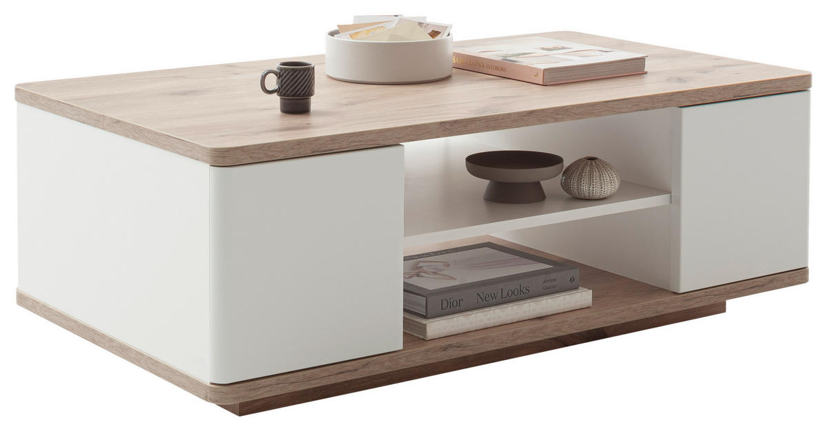 COUCHTISCH in Holzwerkstoff   - Weiss/Eichefarben, Design, Holzwerkstoff (115/42/65cm) - Livetastic