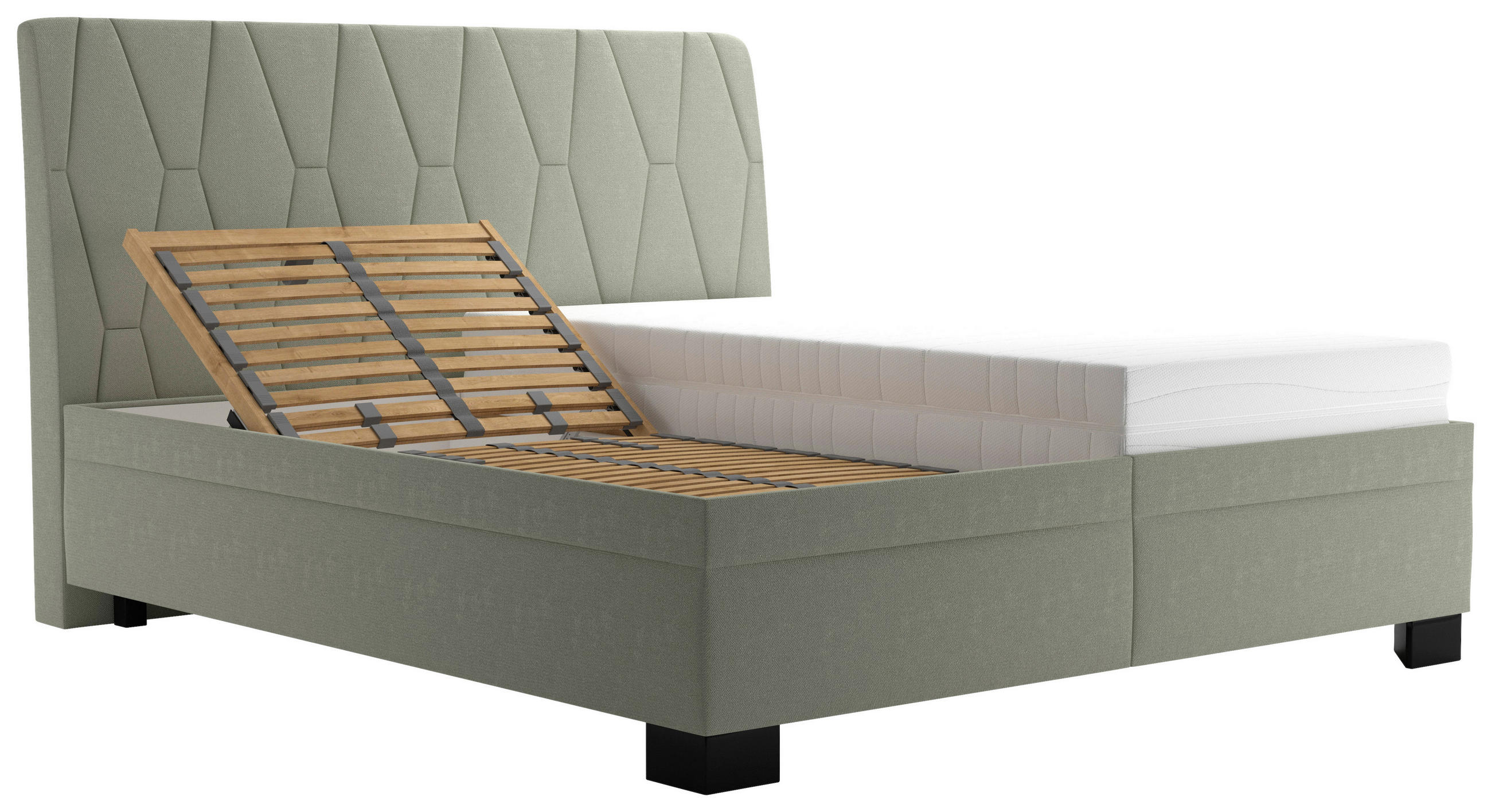 ČALOUNĚNÁ POSTEL, 180/200 cm, zelená - černá/zelená, Basics, dřevo/textil (180/200cm) - Blanar