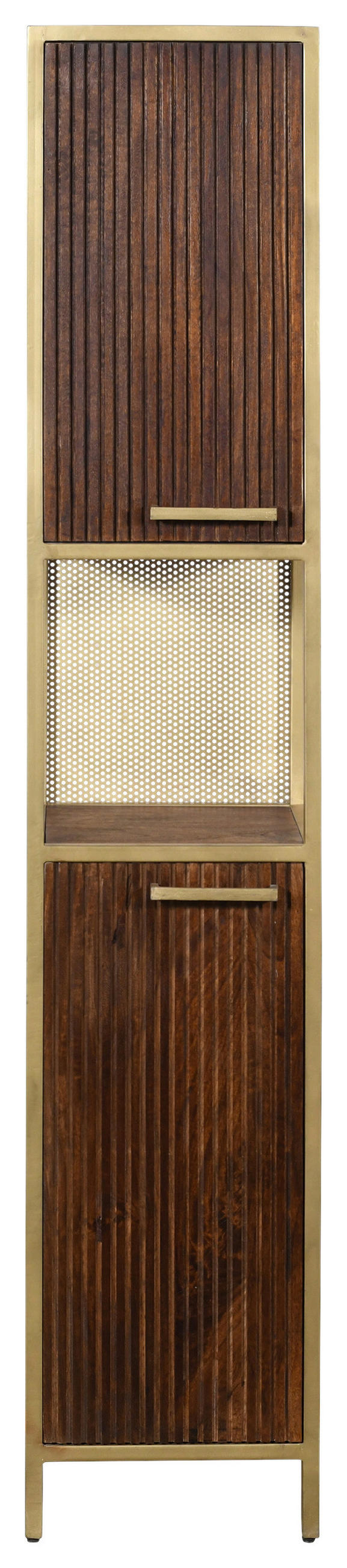 HOCHSCHRANK 35/190/40 cm  - Dunkelbraun/Goldfarben, MODERN, Holz/Metall (35/190/40cm) - Livetastic