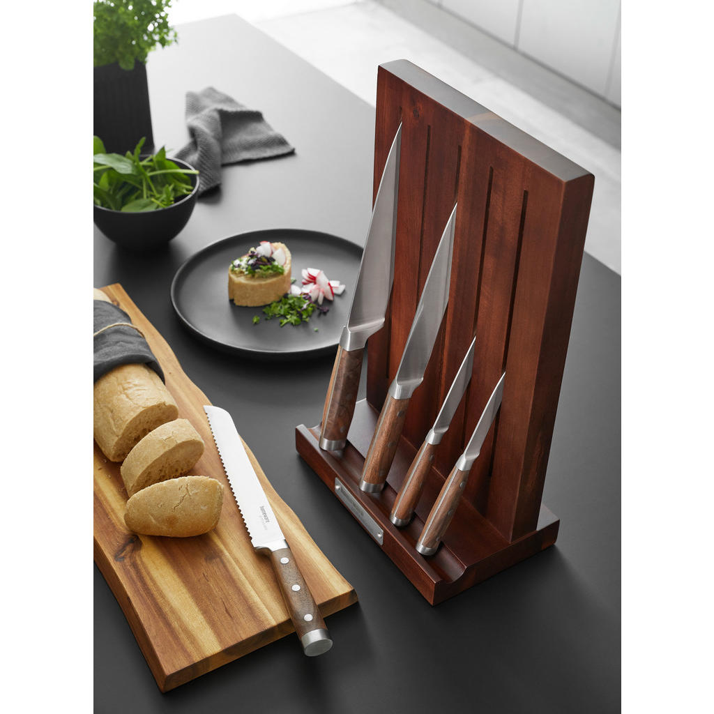 Thumbnail - Homeware Profession. Messerblock, Natur, Edelstahl, Holz, Metall, 6-teilig, Kautschukholz, vollmassiv, Lfgb, Kochen, Küc...