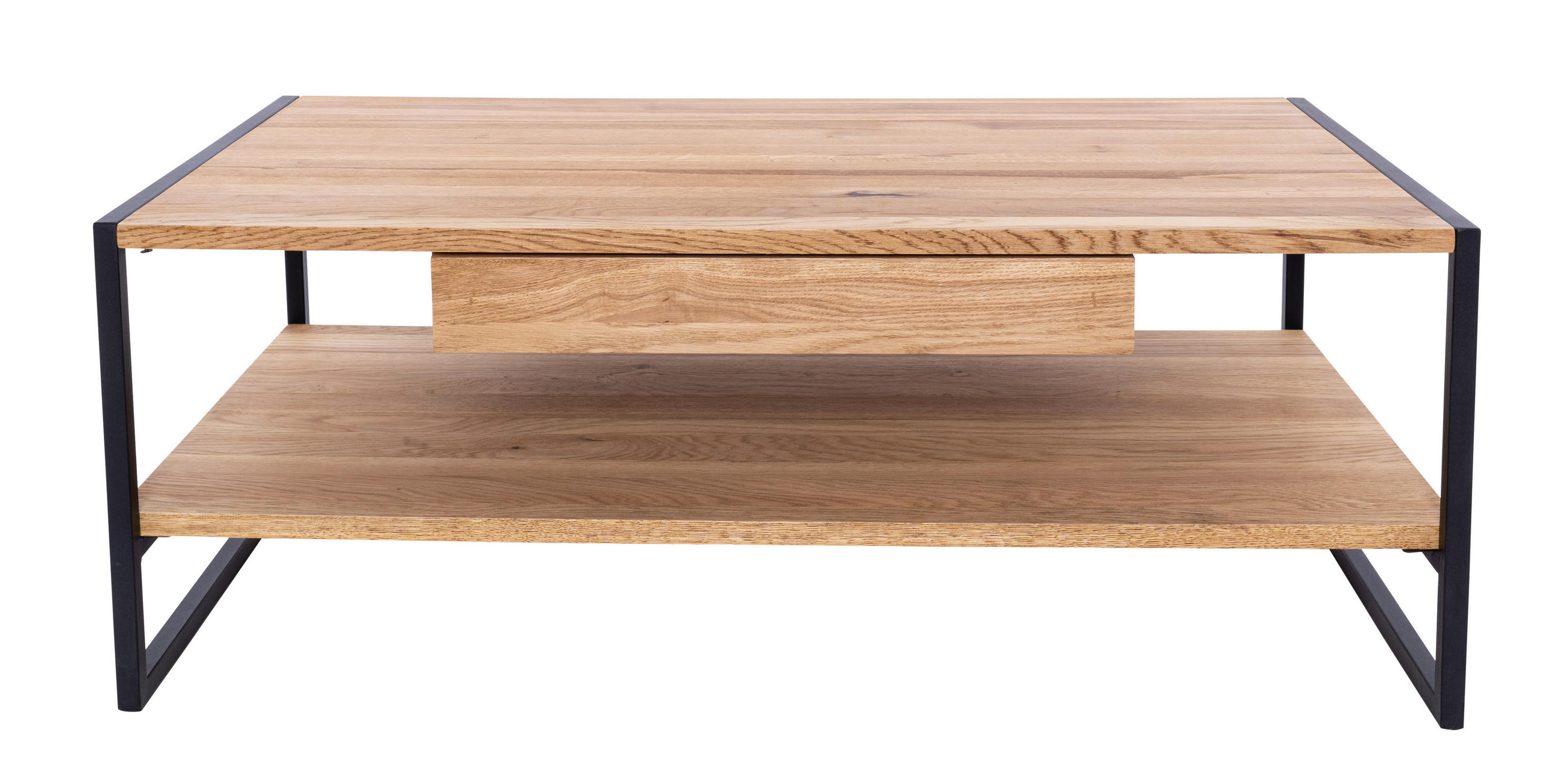 COUCHTISCH Eiche massiv 110/60/40 cm rechteckig Naturfarben  - Schwarz/Naturfarben, MODERN, Holz/Metall (110/60/40cm) - Valnatura