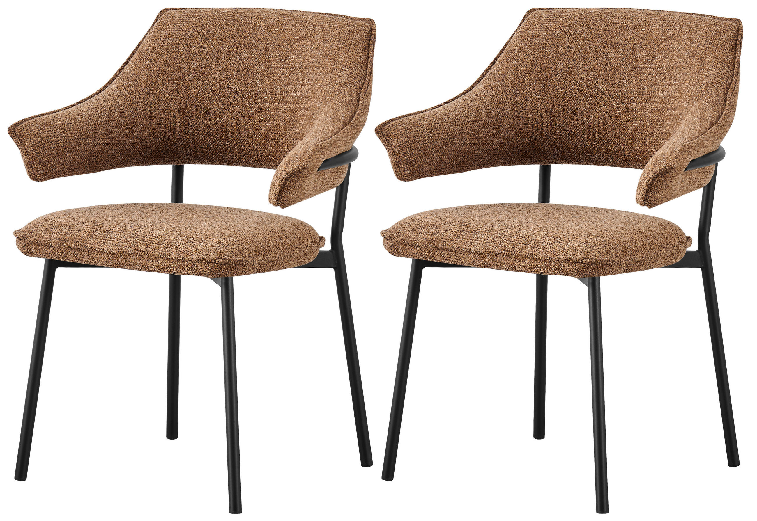 Armlehnstuhl Lina Webstoff Braun 2-er Set