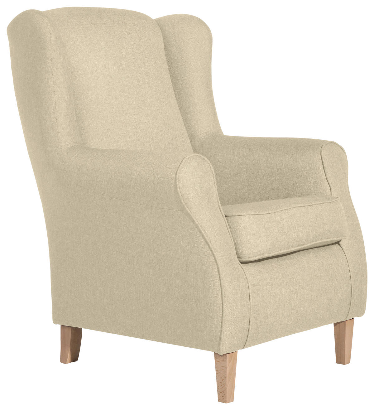 OHRENSESSEL in Flachgewebe Beige  - Beige/Buchefarben, Modern, Textil (77/103/86cm) - Max Winzer