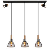HÄNGLAMPA 97/16/120 cm  - svart, Design, metall/trämaterial (97/16/120cm) - Globo