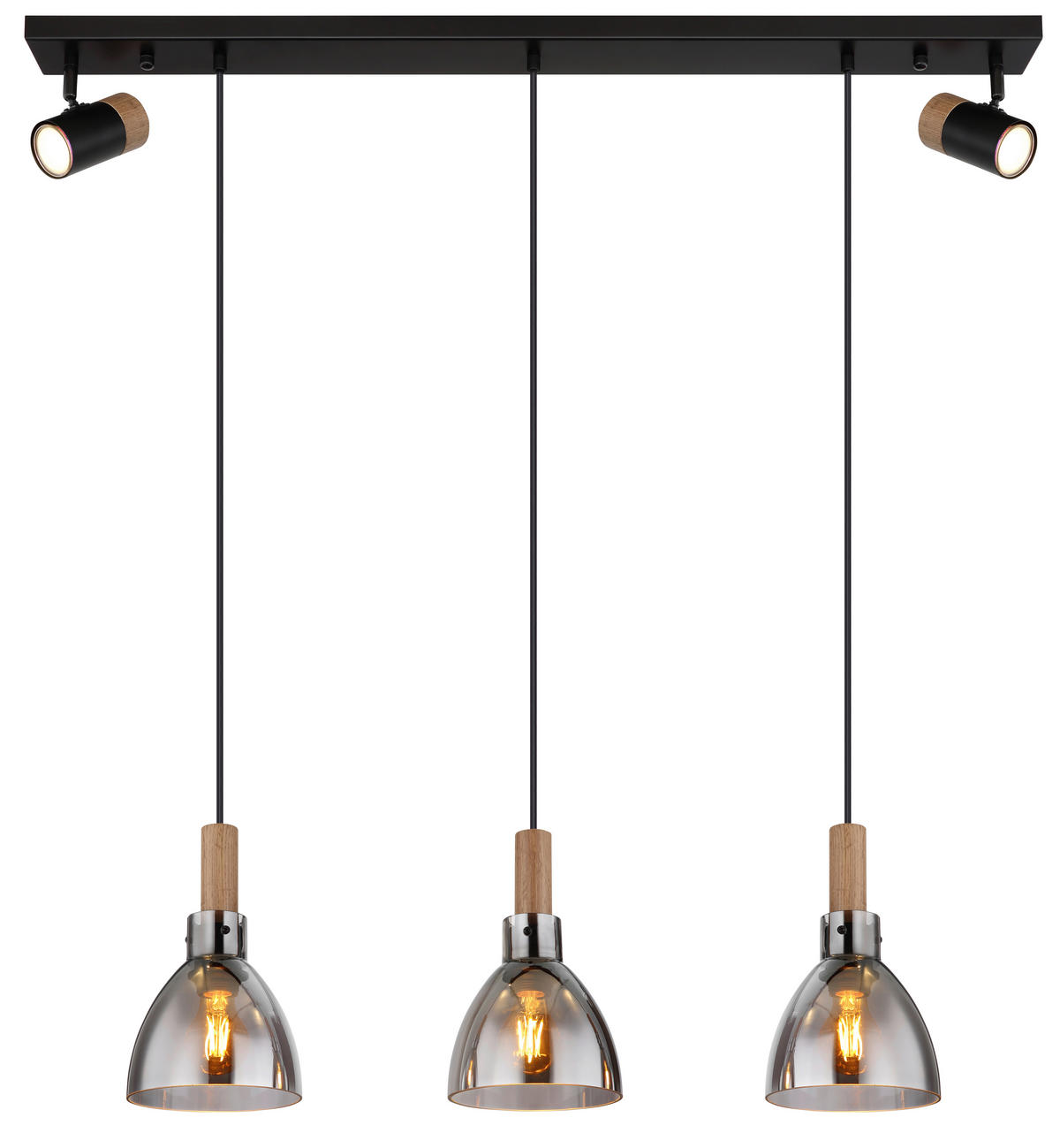 HÄNGLAMPA 97/16/120 cm  - svart, Design, metall/trämaterial (97/16/120cm) - Globo