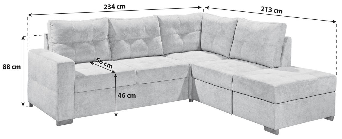 SAROKKANAPÉ textil, faalapú anyag antracit  - fekete/antracit, Basics, műanyag/faalapú anyag (234/213cm) - MID.YOU