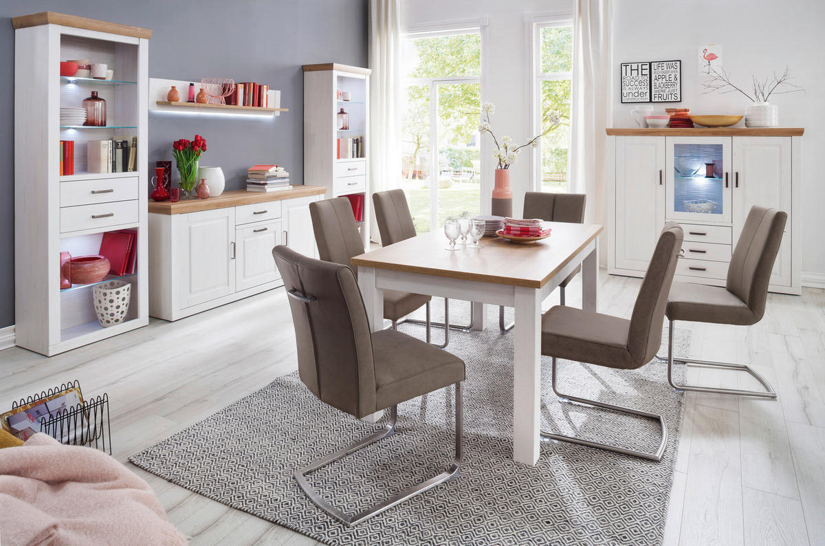 JEDÁLENSKÝ STÔL, farba duba, farba pínie, 160/90/77 cm - farba duba/farba pínie, Lifestyle, kompozitné drevo (160/90/77cm) - Livetastic