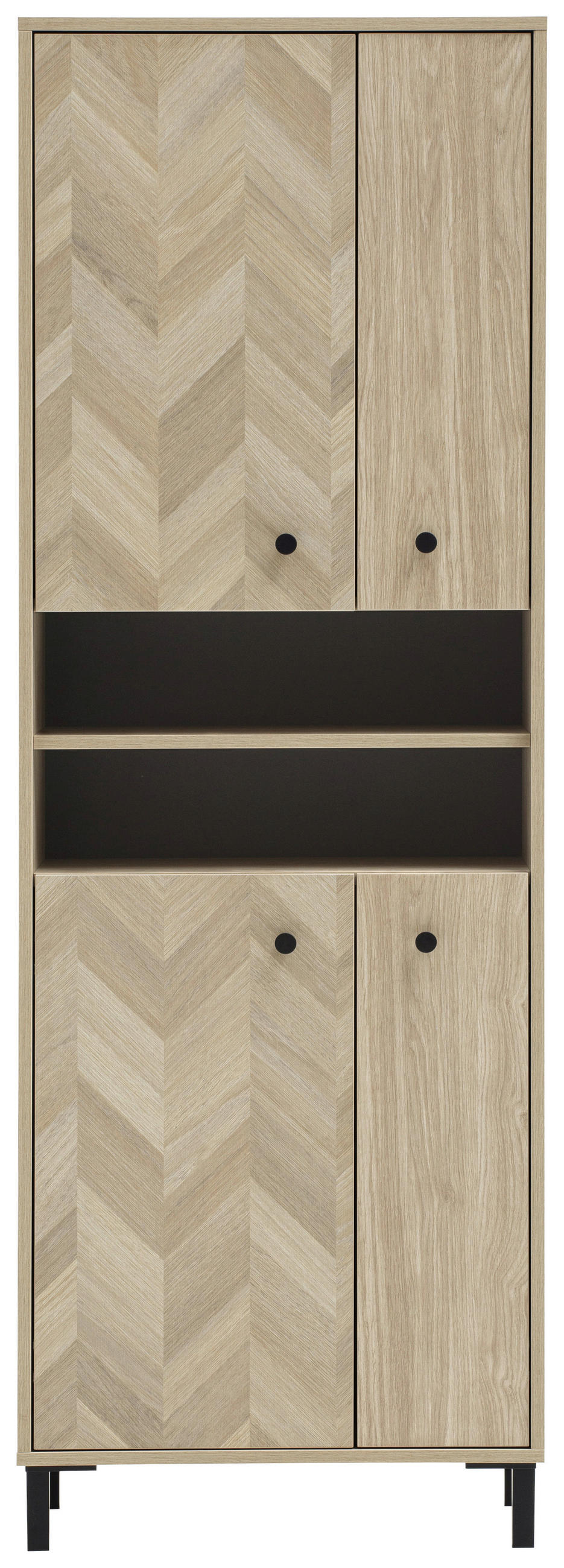 HOCHSCHRANK 60,20/177,6/33 cm  - Eichefarben/Schwarz, KONVENTIONELL, Holzwerkstoff/Kunststoff (60,20/177,6/33cm) - Stylife