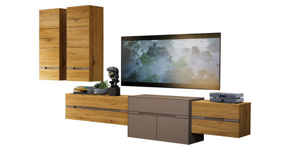 WOHNWAND  in Taupe, Wildeiche  330/193/47 cm  - Taupe/Wildeiche, Design, Holz/Holzwerkstoff (330/193/47cm) - Novel