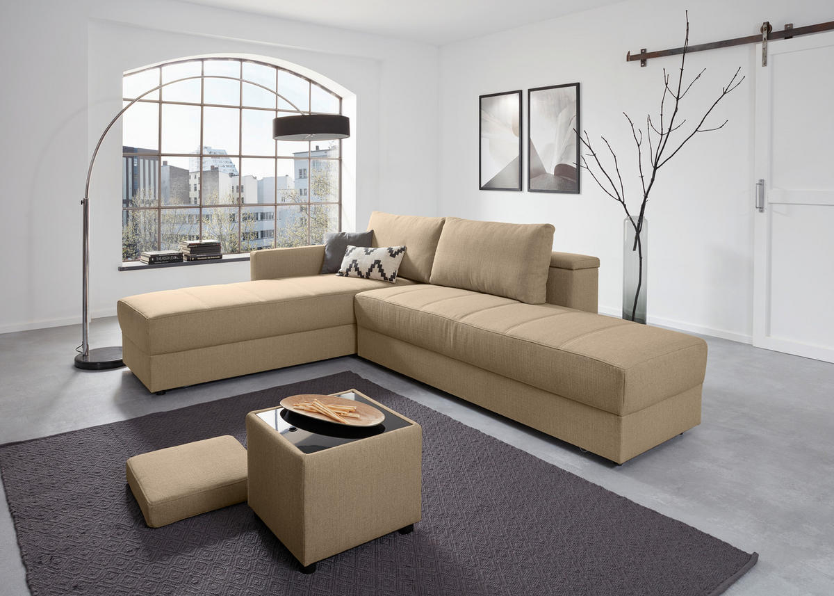 ECKSOFA in Webstoff Beige  287/229 cm  - Beige/Schwarz, Design, Kunststoff/Textil (287/229cm) - LOOKS by W.Joop