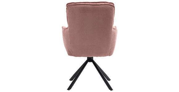 ARMLEHNSTUHL  Stoffauswahl, Sitzfläche 180° drehbar Cord  - Schwarz/Rosa, Design, Textil/Metall (62/95/67cm) - Novel