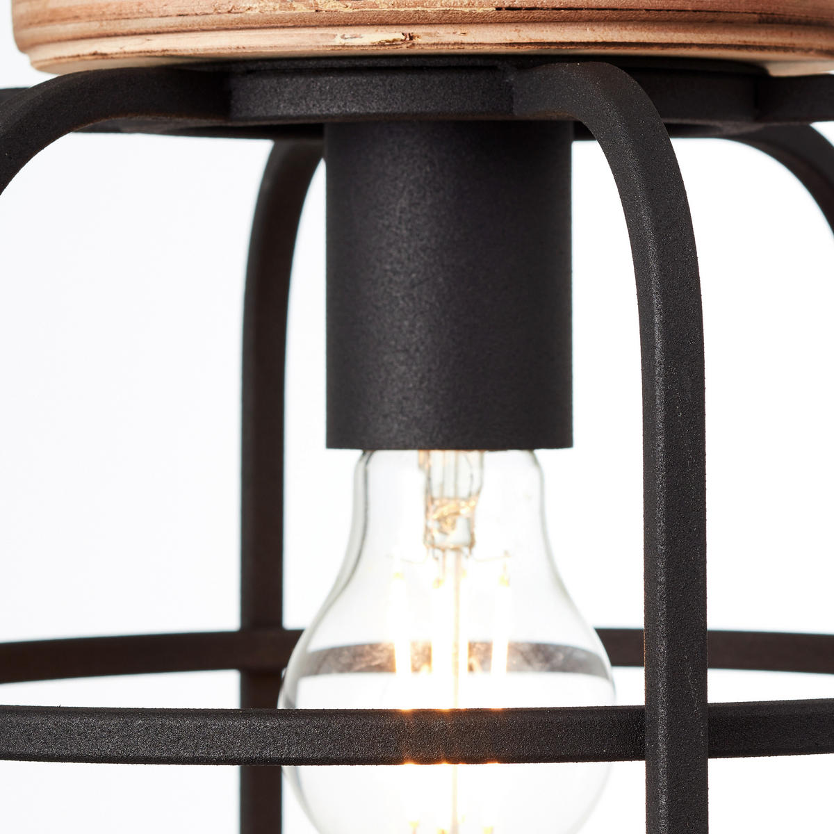 HÄNGELEUCHTE 25/147 cm    - Schwarz/Braun, Design, Holz/Metall (25/147cm) - Brilliant
