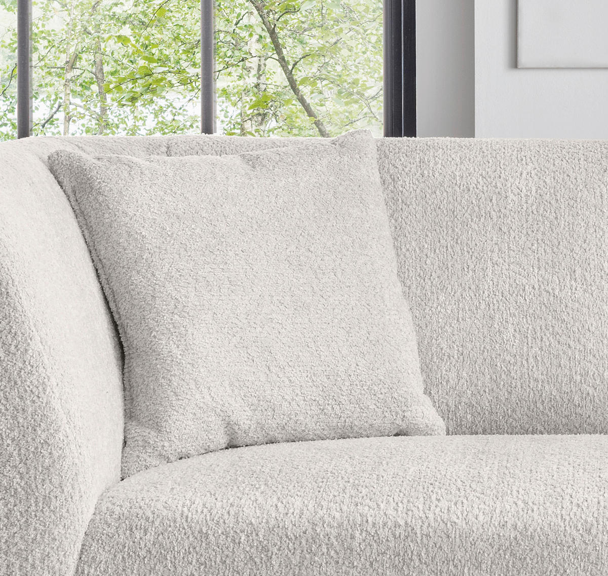 2-SITZER-SOFA in Bouclé Weiss  - Weiss/Schwarz, Modern, Holz/Textil (172/83/88cm) - MID.YOU