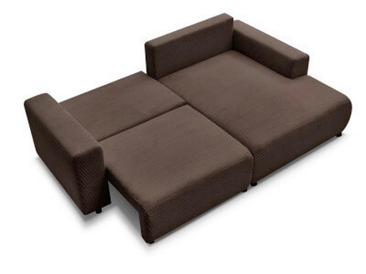 ECKSOFA Ottomane rechts  ATILLA Taupe Cord  - Taupe/Schwarz, MODERN, Kunststoff/Textil (244/149cm)
