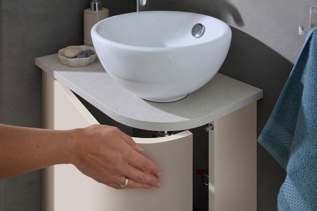 WASCHTISCHKOMBI 50,3 cm  - Kaschmir/Weiß, Natur, Keramik/Holzwerkstoff (50,3cm) - Sadena