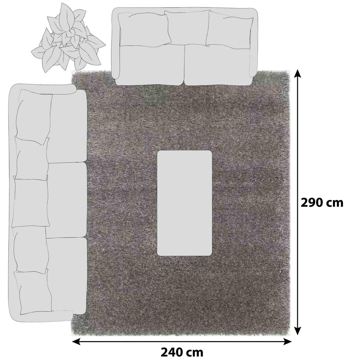 HOCHFLORTEPPICH 240/290 cm Grau  - Grau, Basics, Textil (240/290cm) - Novel