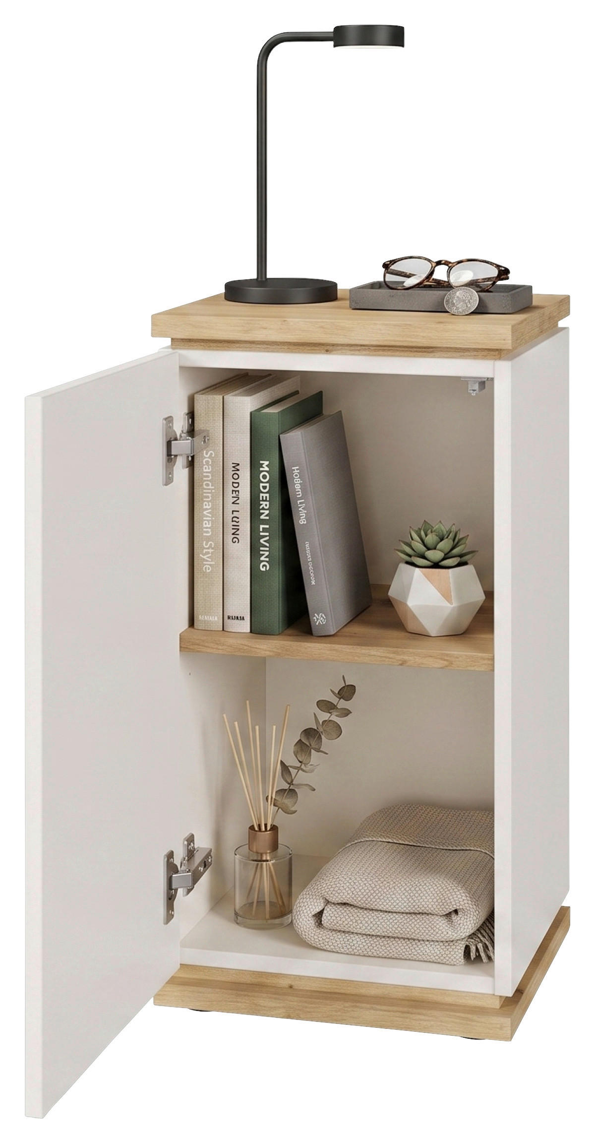 BLUMENSTÄNDER Holzwerkstoff  - Weiß/Eiche Artisan, KONVENTIONELL, Holzwerkstoff (30/66/30cm) - Xora