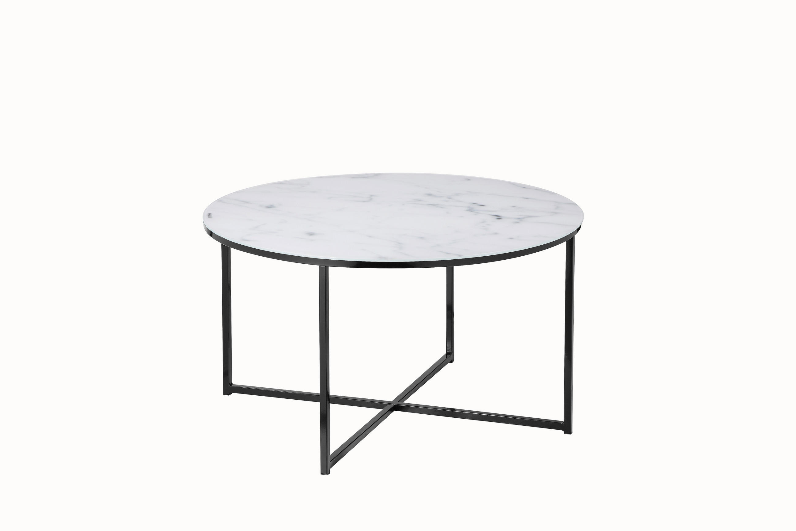 COUCHTISCH 80/80/45 cm rund Schwarz, Weiß  - Schwarz/Weiß, Design, Glas/Metall (80/80/45cm) - Livetastic