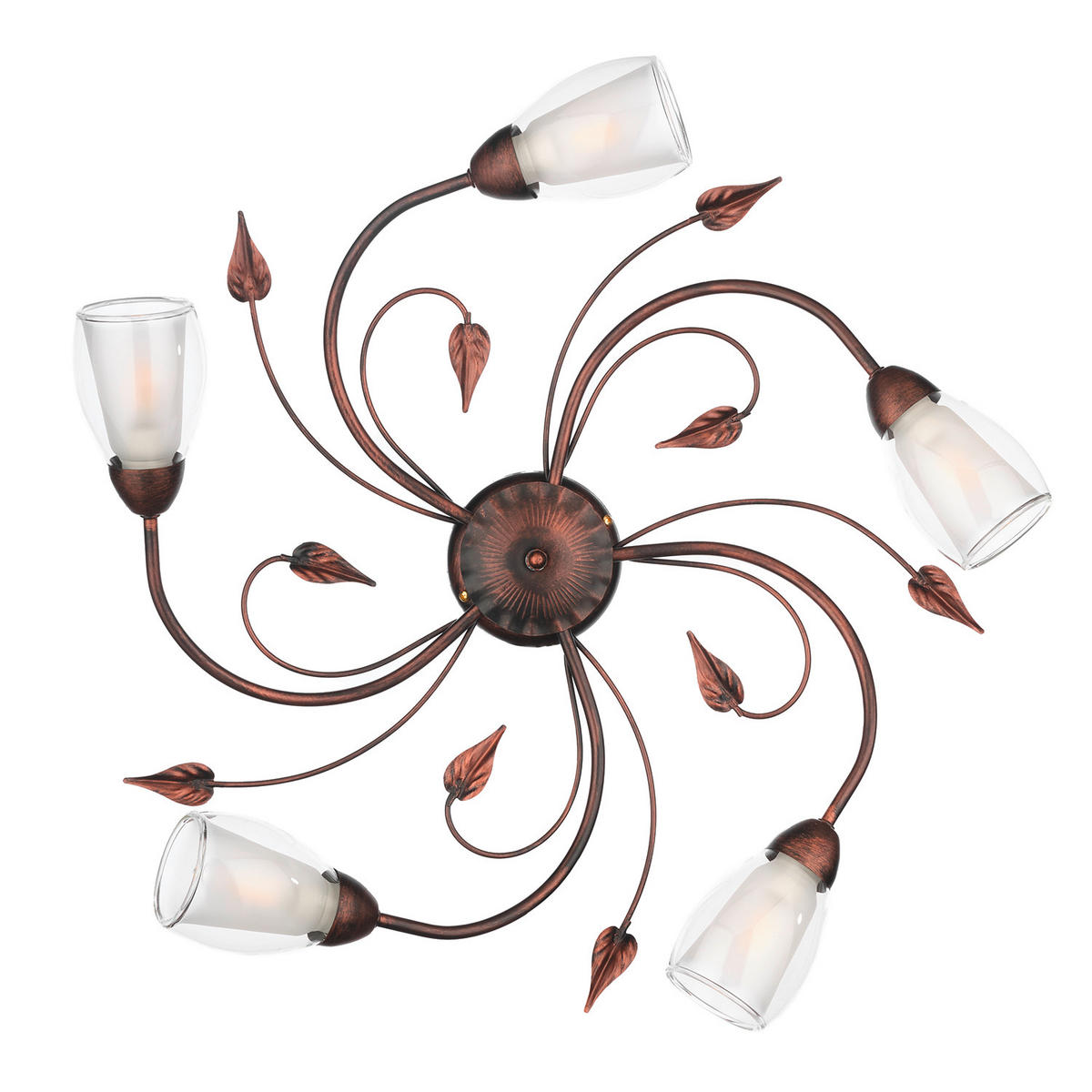 DECKENLEUCHTE 4716 LILIANA 60/20 cm   - Bronzefarben, KONVENTIONELL, Glas/Metall (60/20cm)