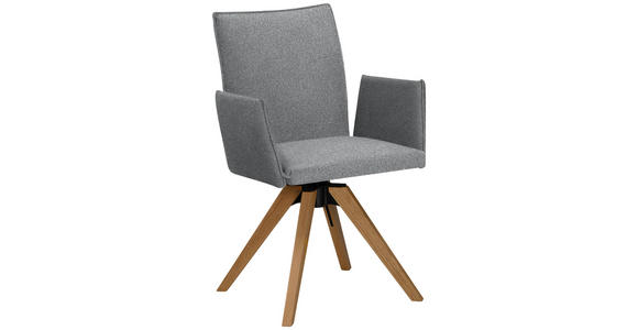 ARMLEHNSTUHL  Stoffauswahl, Typenauswahl, Sitzfläche 360° drehbar, automatische Rückholfunktion Samt  - Eichefarben/Hellgrau, KONVENTIONELL, Holz/Textil (64/91/61cm) - Moderano